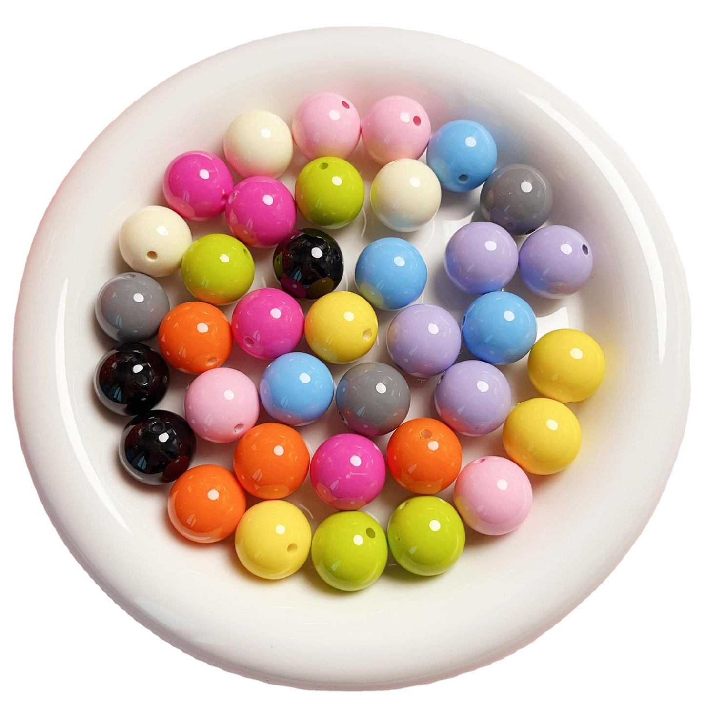 30 Pieces Macaron UV-Plated Solid Color Beads