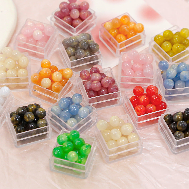 100 Pieces Color Quicksand Gold Powder Smudged Round Beads Bulk(8-12mm)