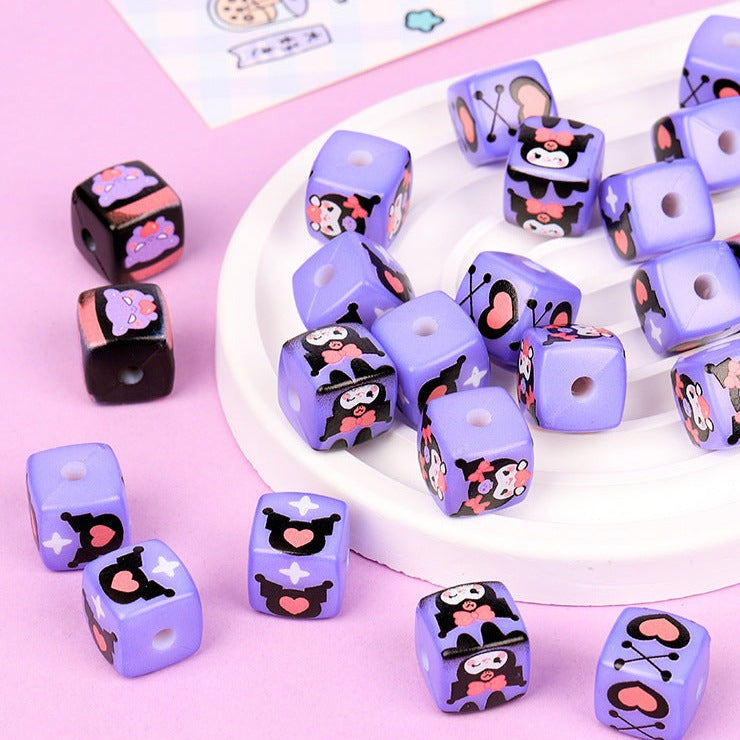 30 Pieces Cartoon Square Acrylic Beads