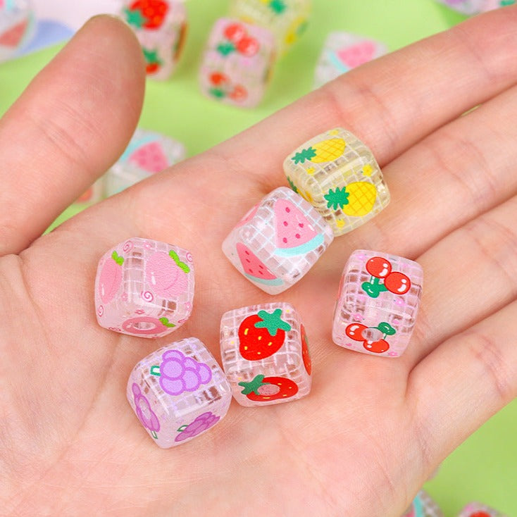 30 Pieces Acrylic Clear Fruit Cubes Beads (14mm)