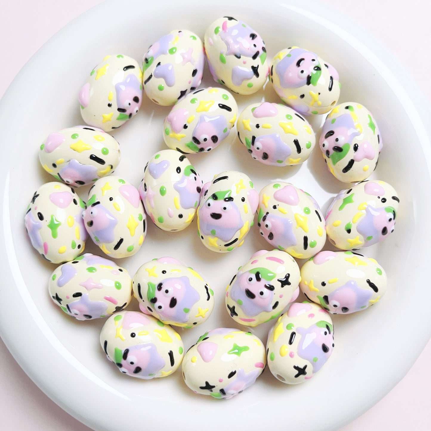 20 Pieces Hand-Painted Beads