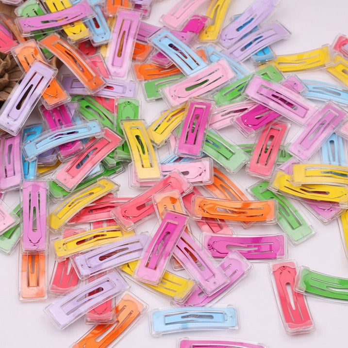 50 Pieces Multicolor Rainbow Square Snap Hair Clips