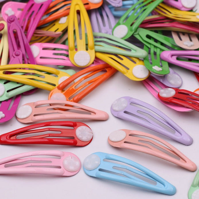 50 Pieces Colored Glossy Snap Hair Clips