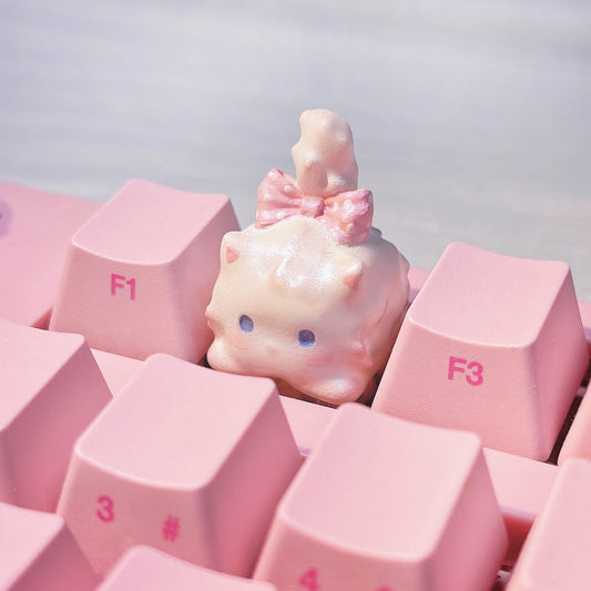 Original Design Handmade Pink Cat Keyboard Keycaps