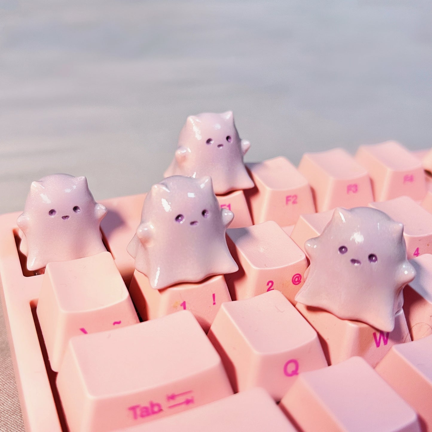 Original Design Handmade Ghost Cat Keyboard Keycaps