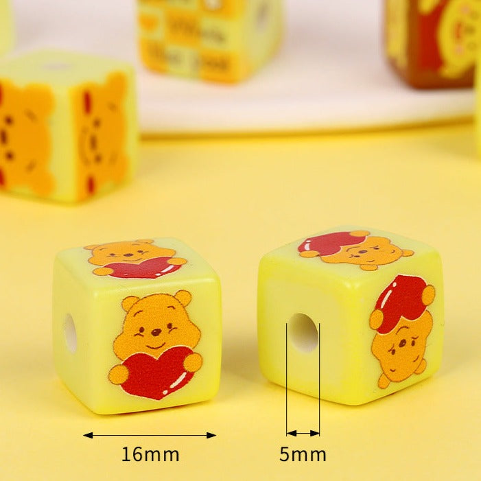 30 Pieces Cartoon Bear Cube Acrylic Beads