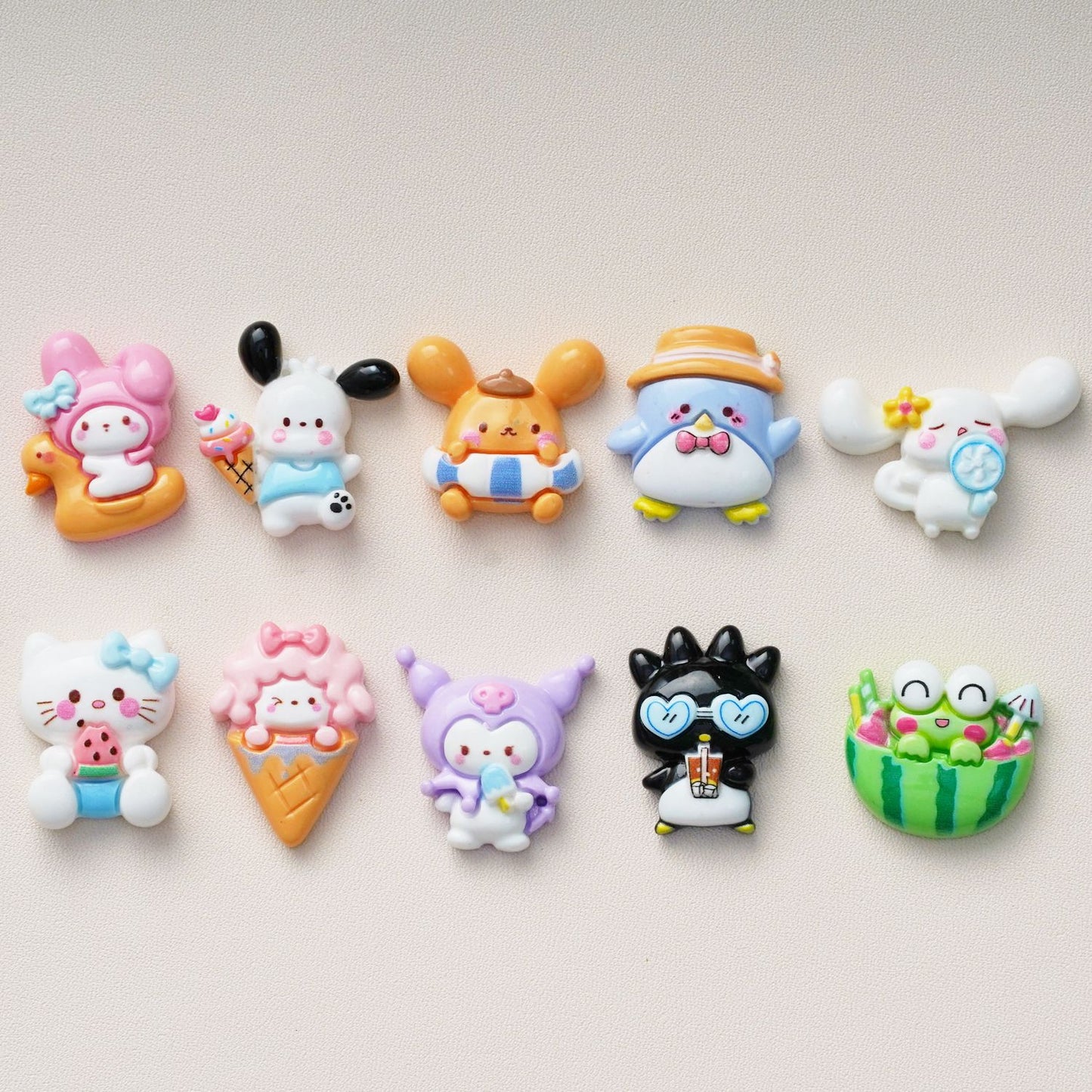 10 PCS Sanrio Resin Charms for DIY Crafts