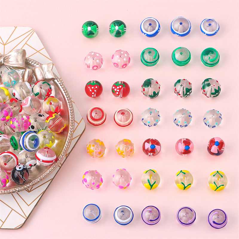 20 Pieces Heart Shape Stripe Beads