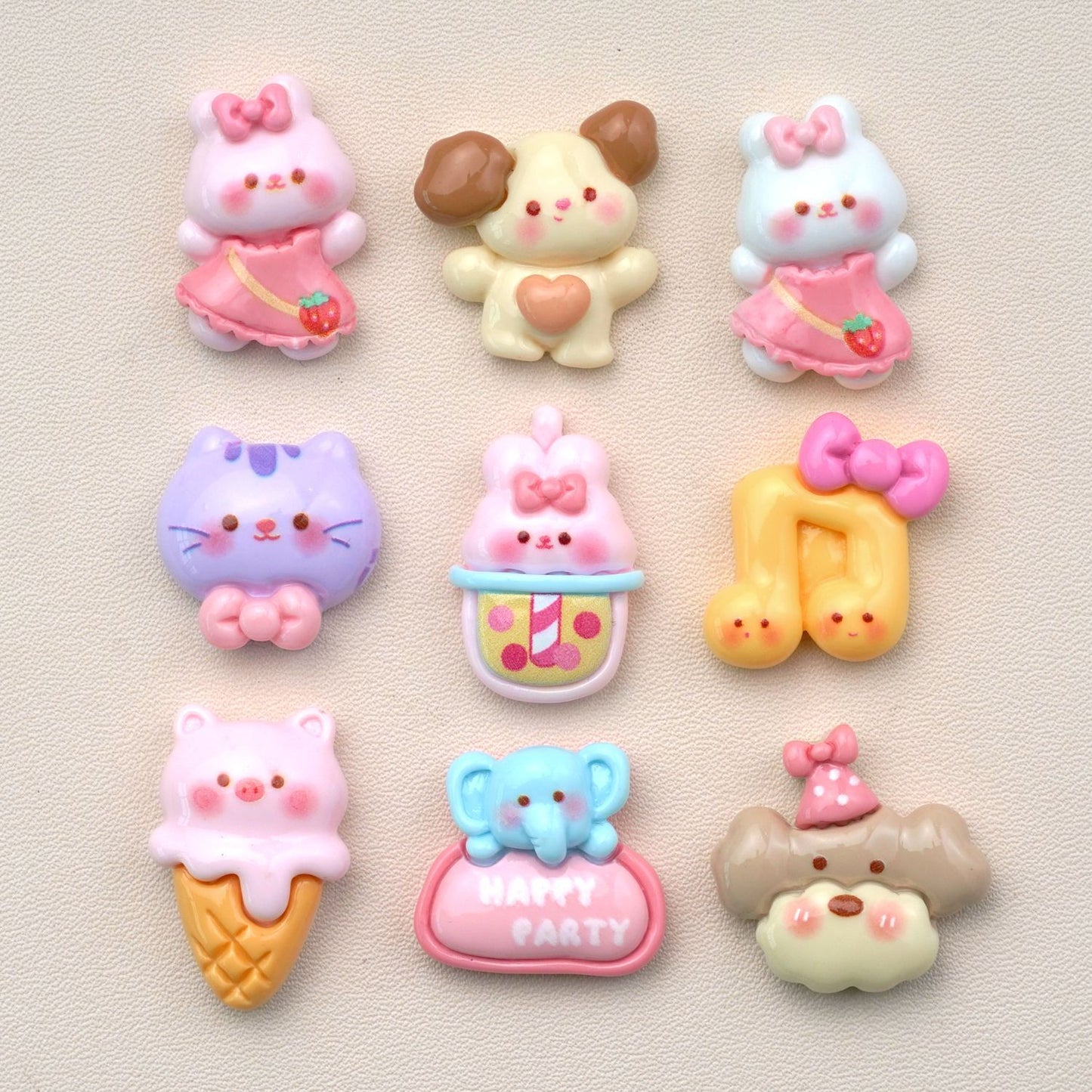 10 PCS Cartoon Resin Charms