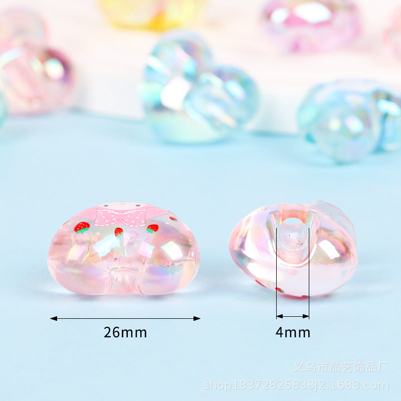 30 Pieces Acrylic Cartoon Sanrio Heart Shape Beads