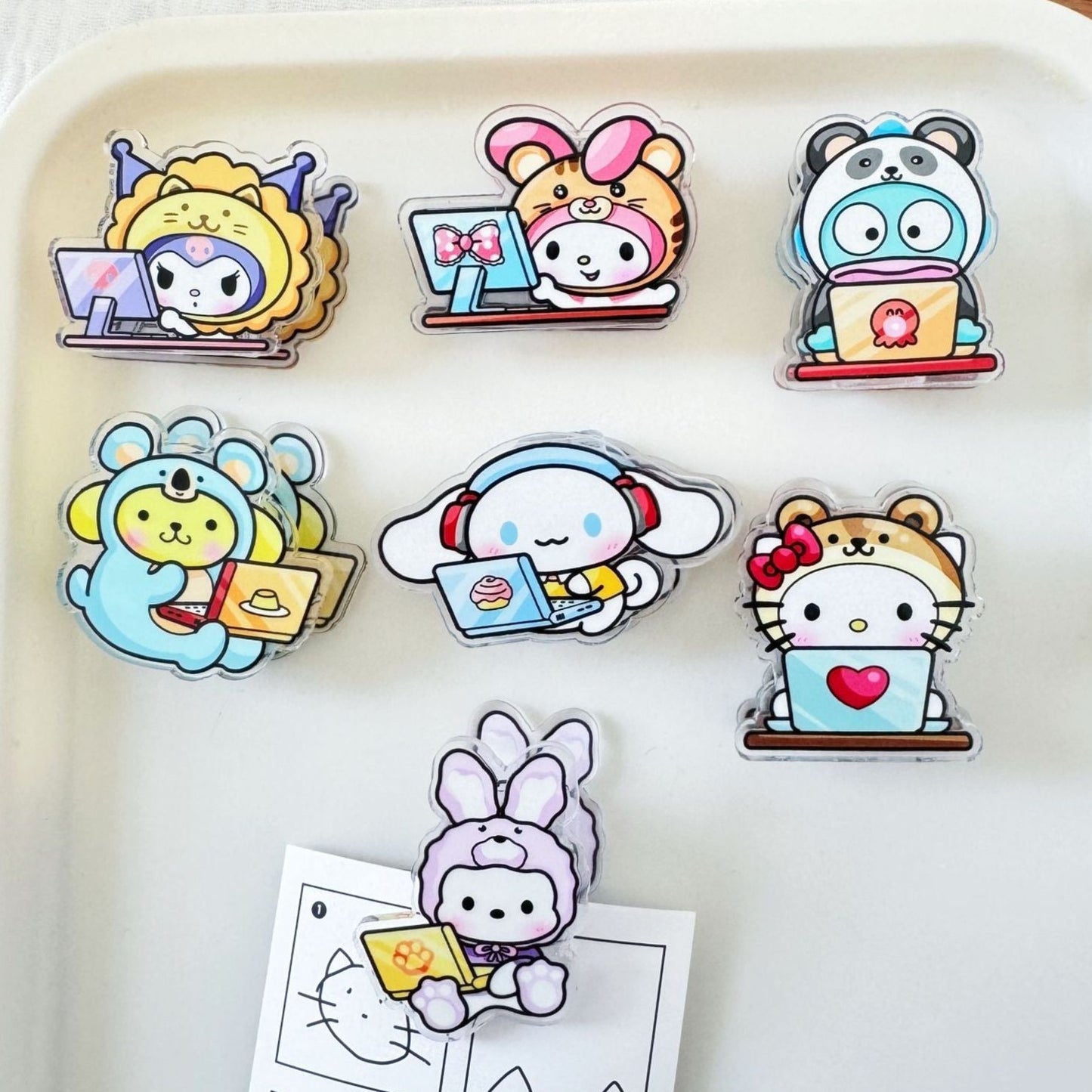 10PCS Sanrio PP Acrylic Clips