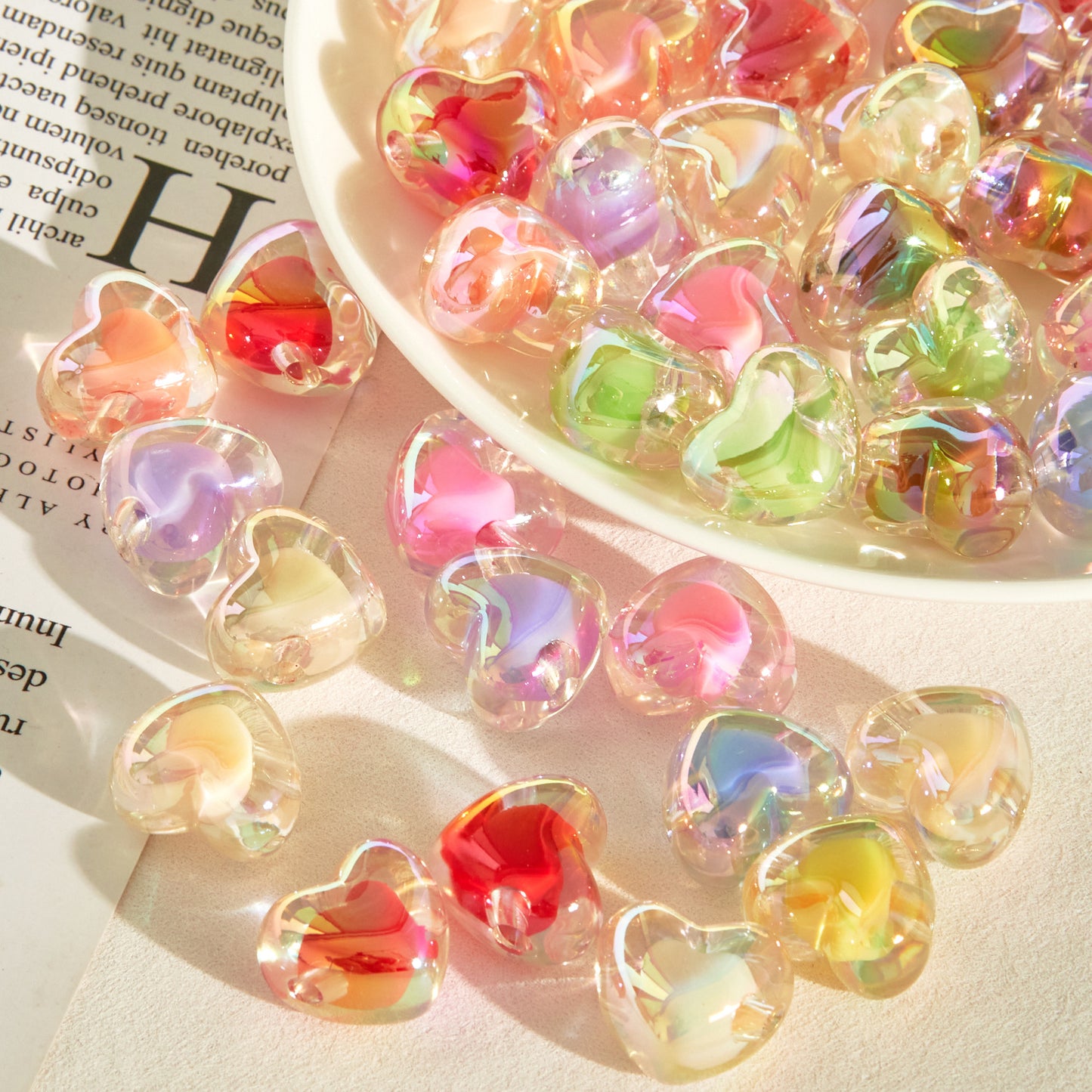 30 Pieces Rainbow Cube Beads