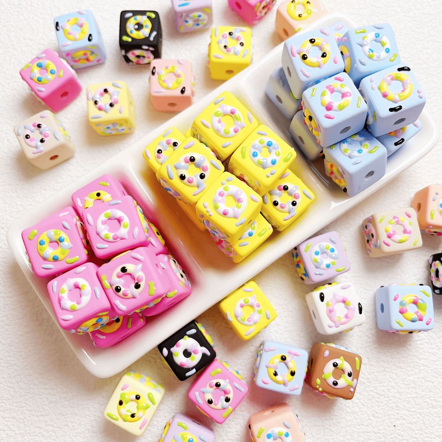 [Hand-Painted]20 Pieces Donut Beads Beads
