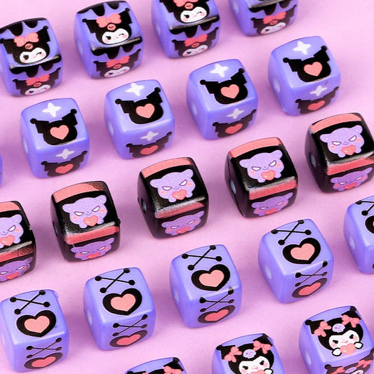 30 Pieces Cartoon Square Acrylic Beads