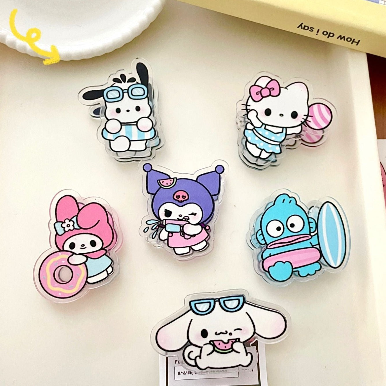 10PCS Sanrio PP Acrylic Clips