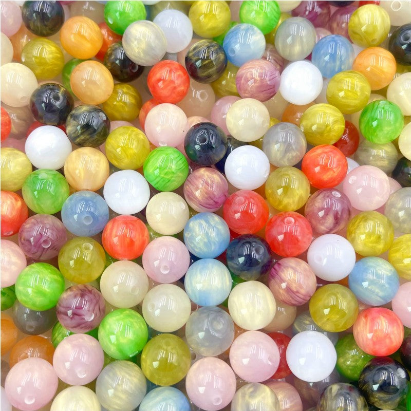 100 Pieces Color Quicksand Gold Powder Smudged Round Beads Bulk(8-12mm)