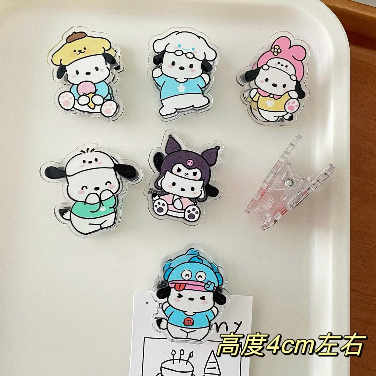 10PCS Sanrio PP Acrylic Clips