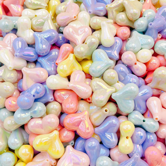 50 Pieces Cream Coated UV Pastel Heart Beads Bulk