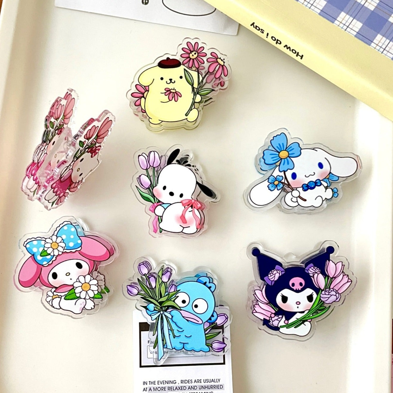 10PCS Sanrio PP Acrylic Clips