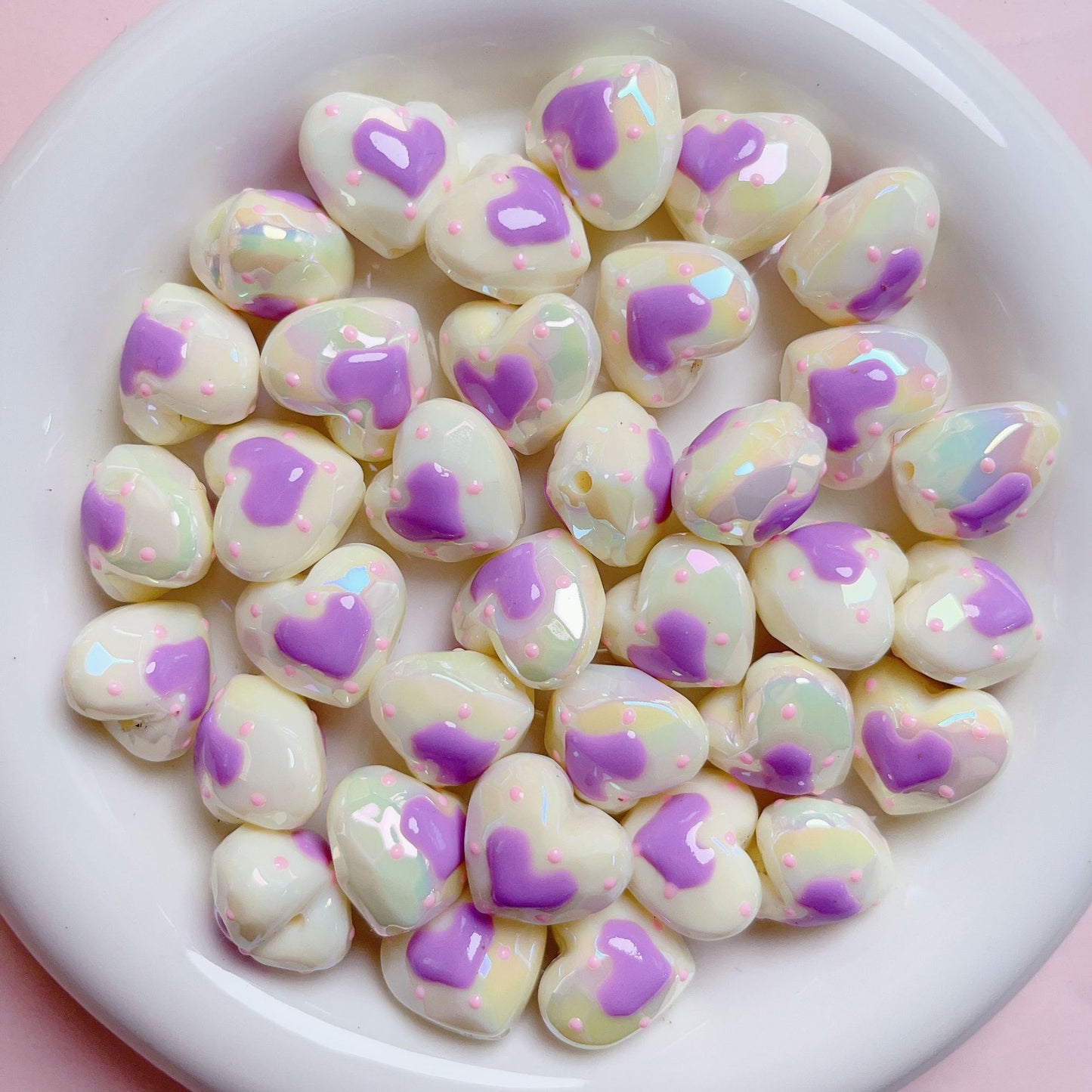 [Hand-Painted]20 Pieces 
Heart Shape Beads