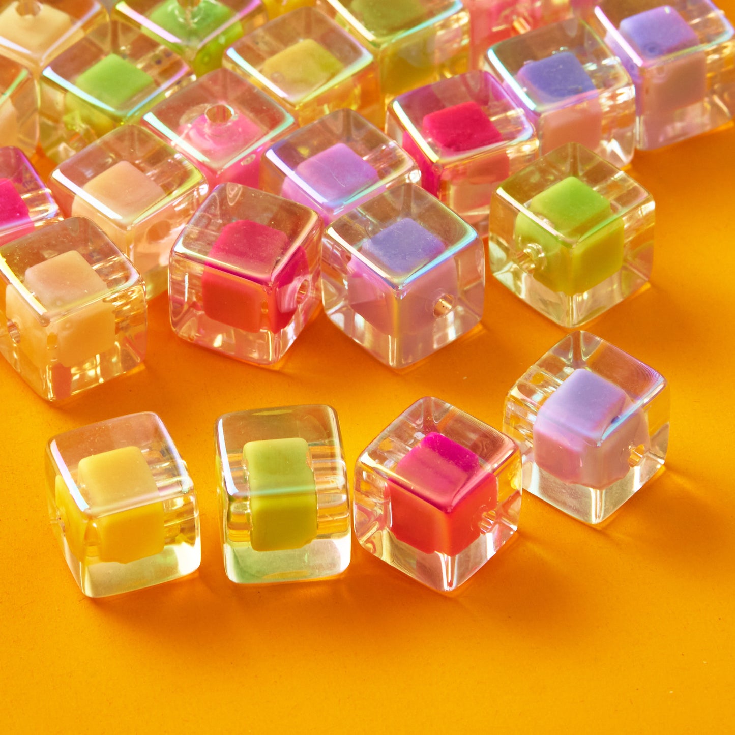 30 Pieces Rainbow Cube Beads
