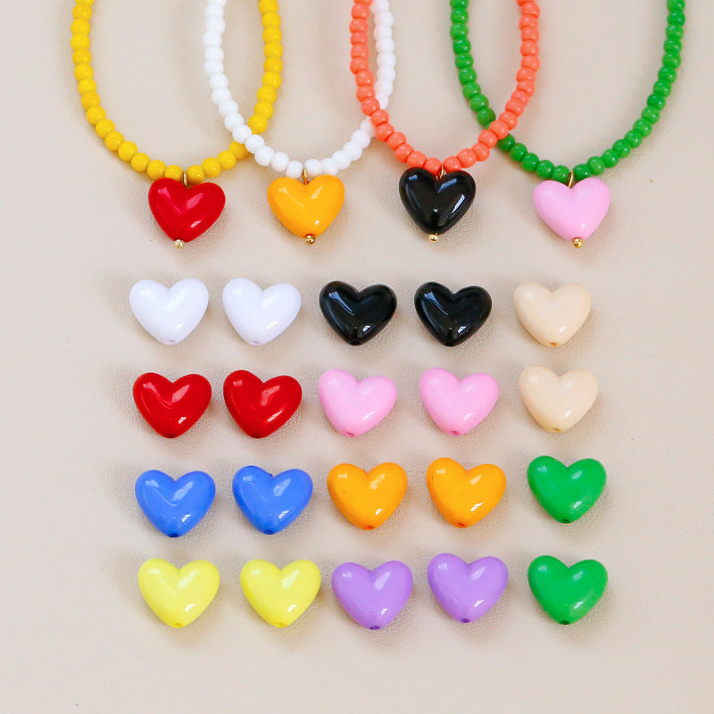 20 Pieces Colorful Rainbow Pastel Heart Beads Bulk