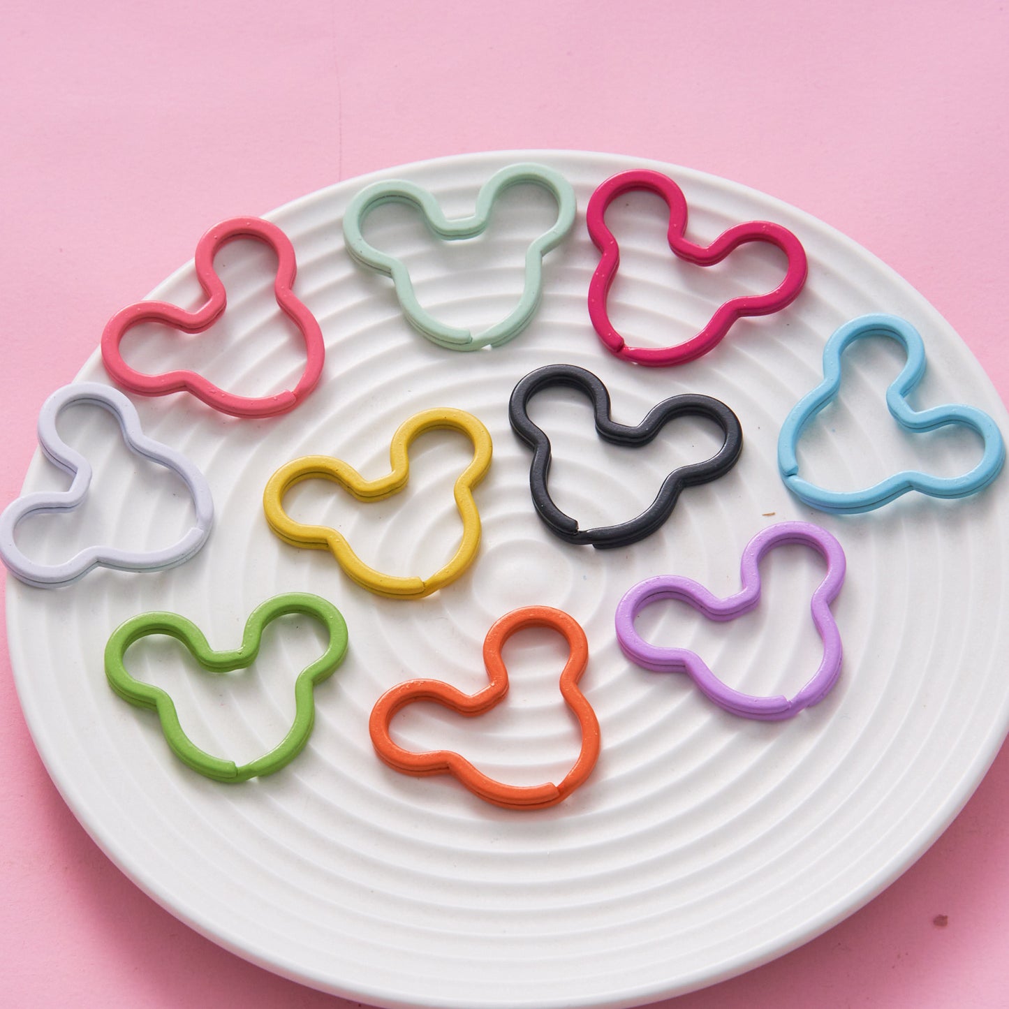 20 Pieces Mickey Shape Ring Buckle for DIY Keychain Phone Chain