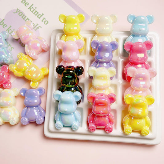 20 Pieces UV Plated Bear Beads