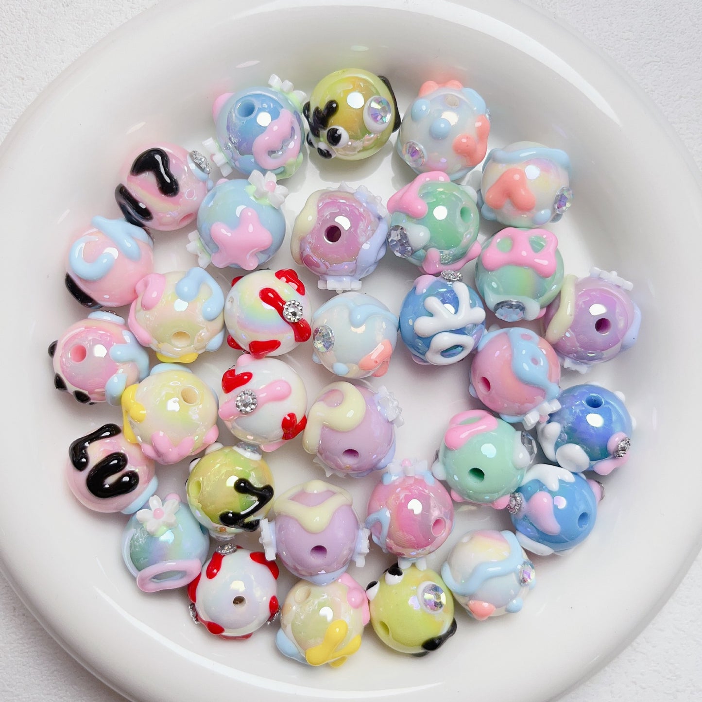 20 Pieces Hand-Painted Beads