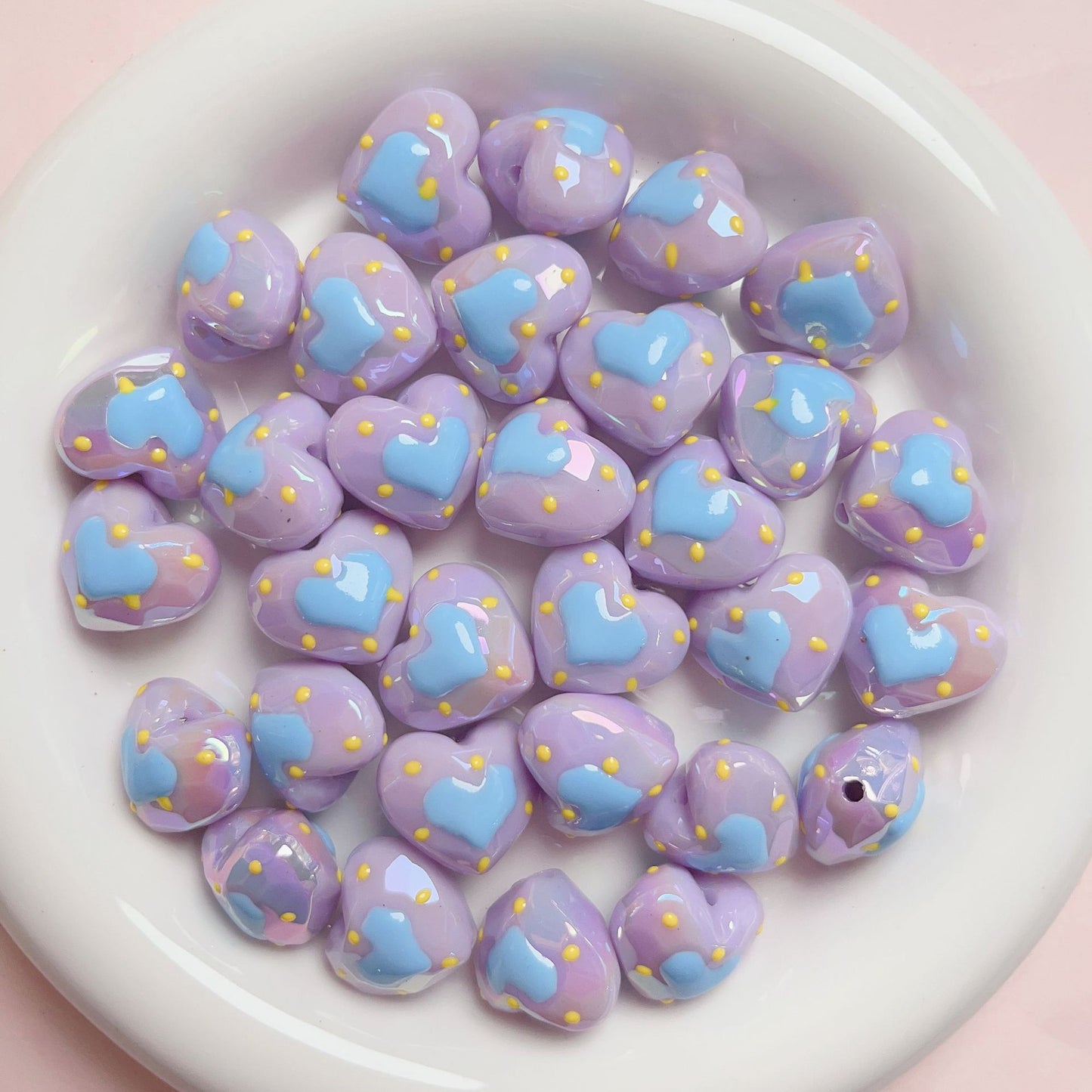 [Hand-Painted]20 Pieces 
Heart Shape Beads