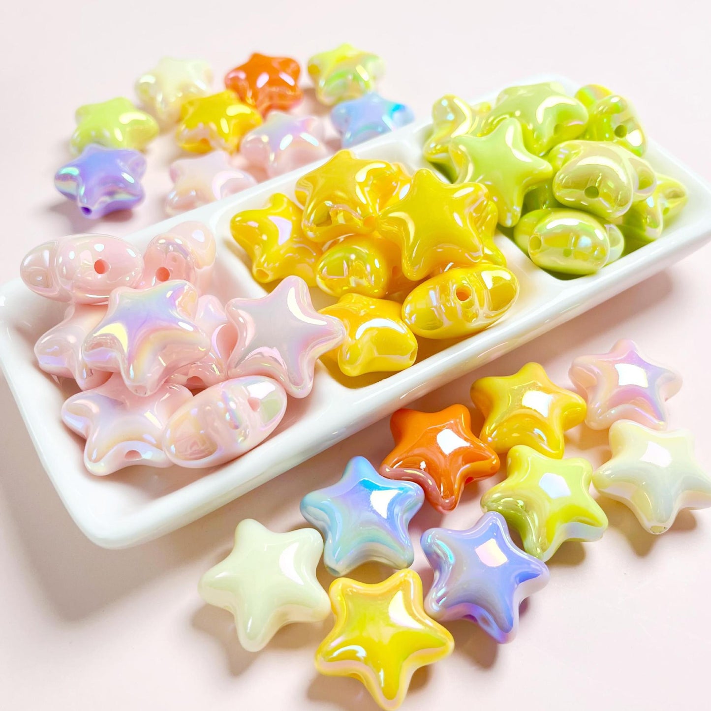 30 Pieces UV Plated Solid Color Star Beads（20mm）