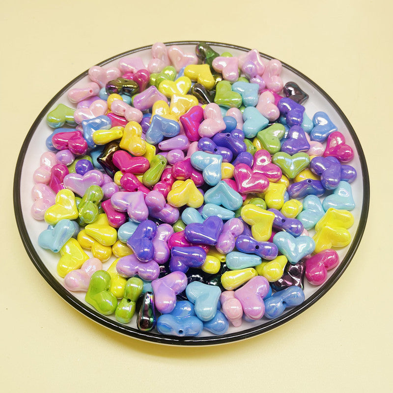 50 Pieces Cream Coated UV Pastel Heart Beads Bulk