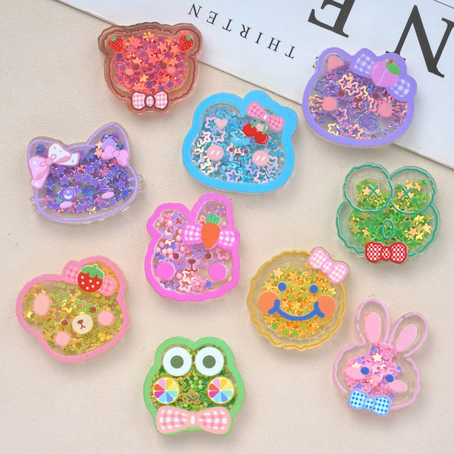 30PCS Carton Resin Shaker Charms for DIY Craft