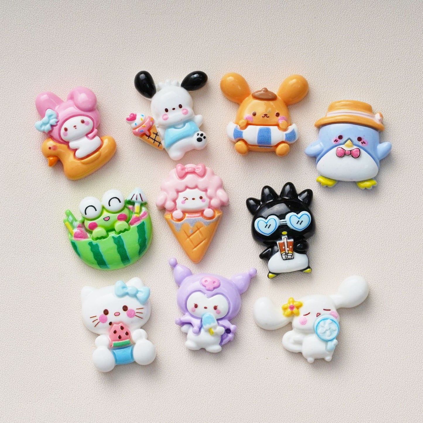 10 PCS Sanrio Resin Charms for DIY Crafts