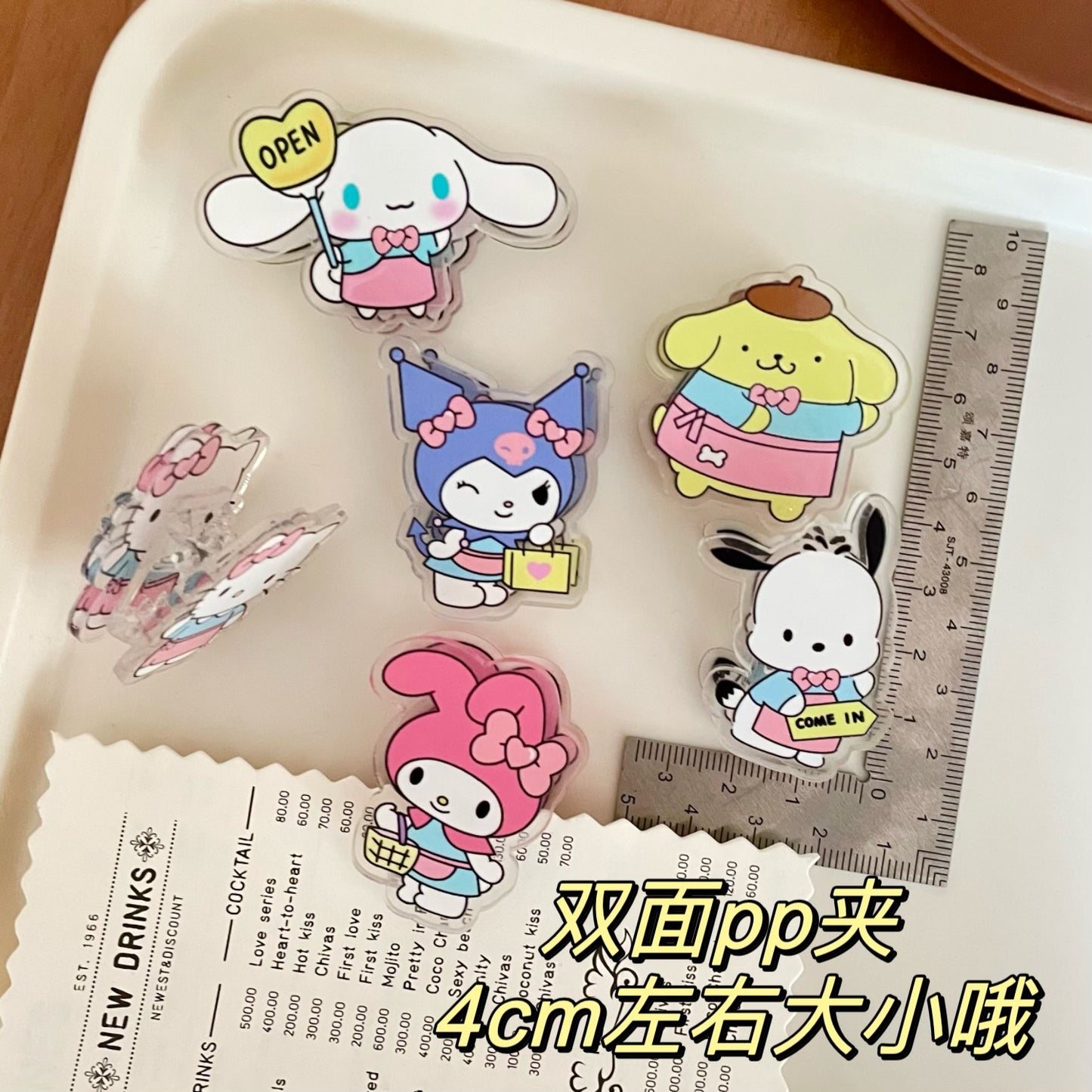 10PCS Sanrio PP Acrylic Clips