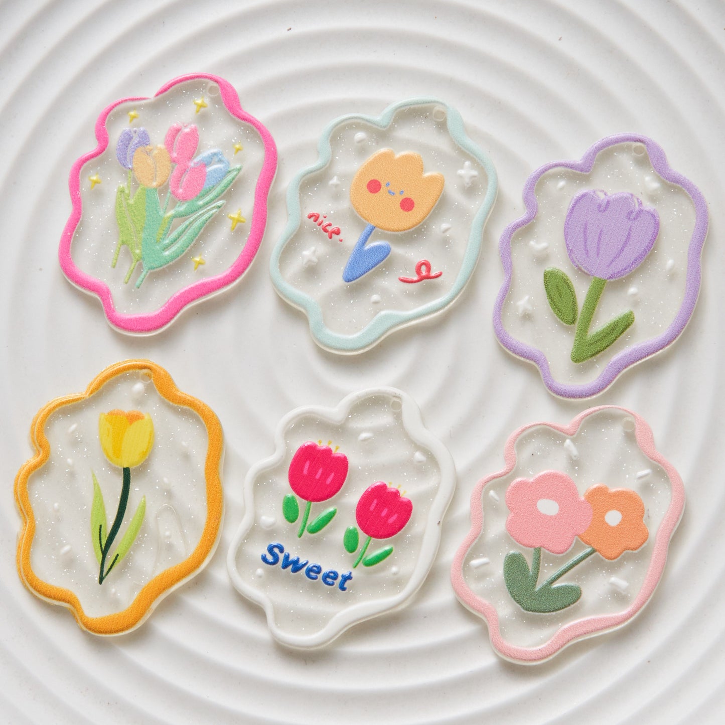 25PCS Flower Resin Shaker Charms for DIY Craft