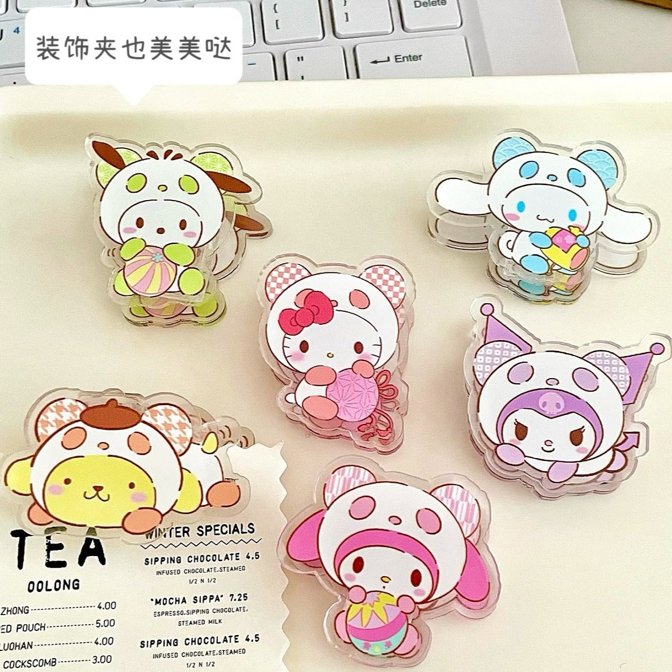 10PCS Sanrio PP Acrylic Clips