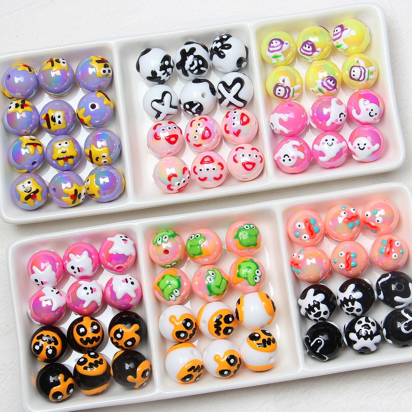 20 Pieces Halloween Hand-Painted Beads