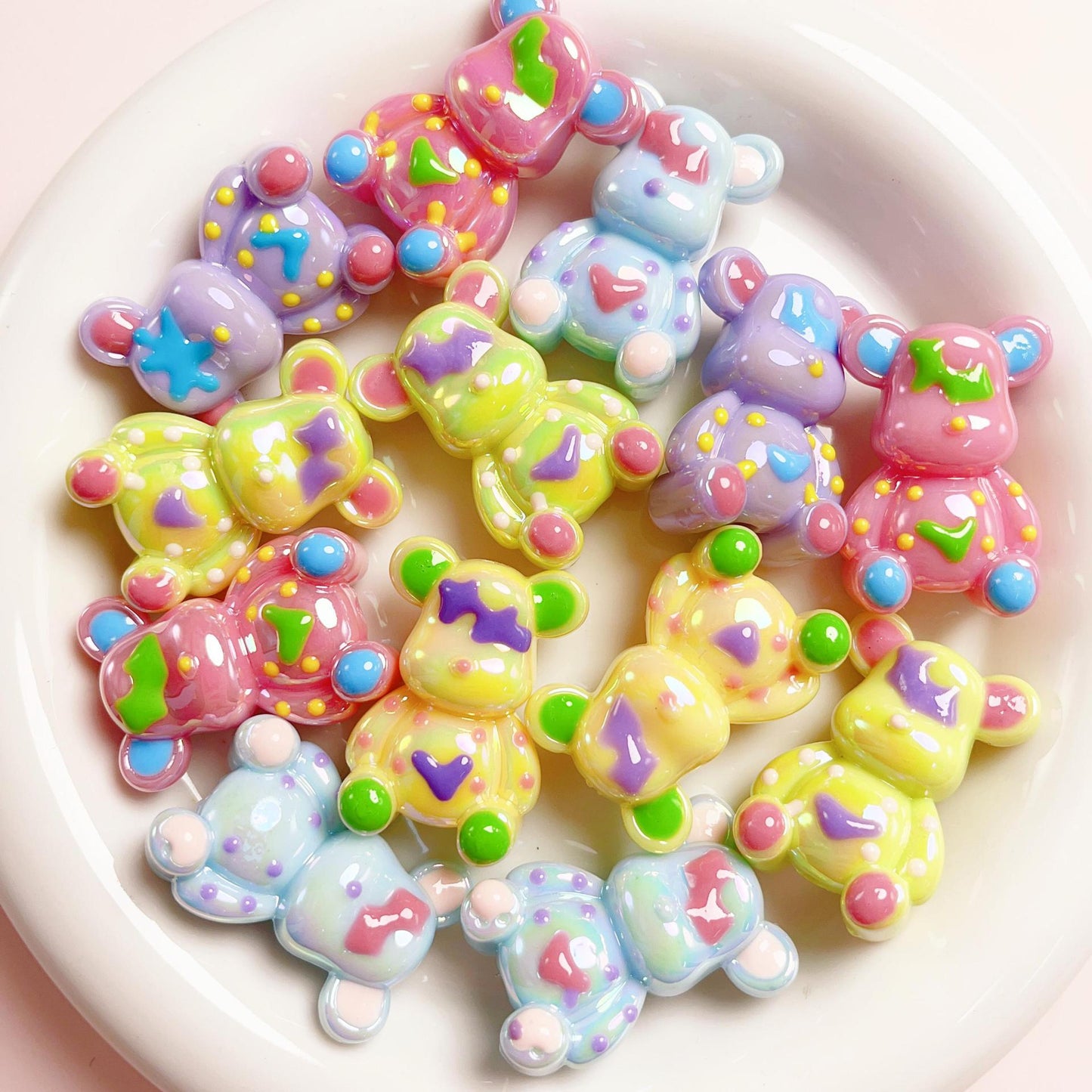 [Hand-Painted]20 Pieces 
Bear Beads