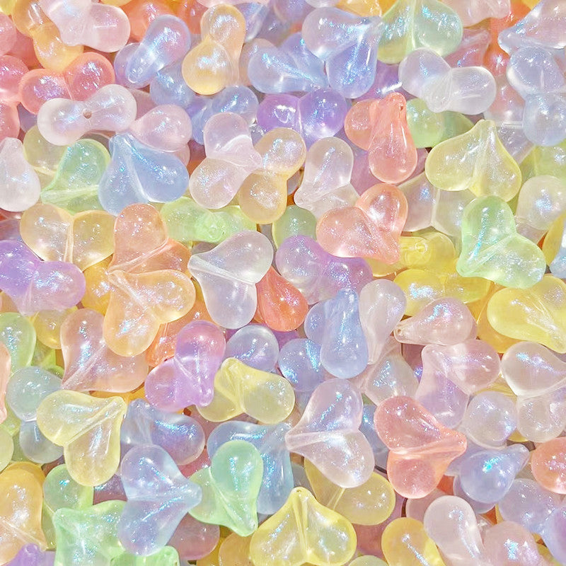 50 Pieces Mermaid Girl Flash Pastel Heart Beads Bulk