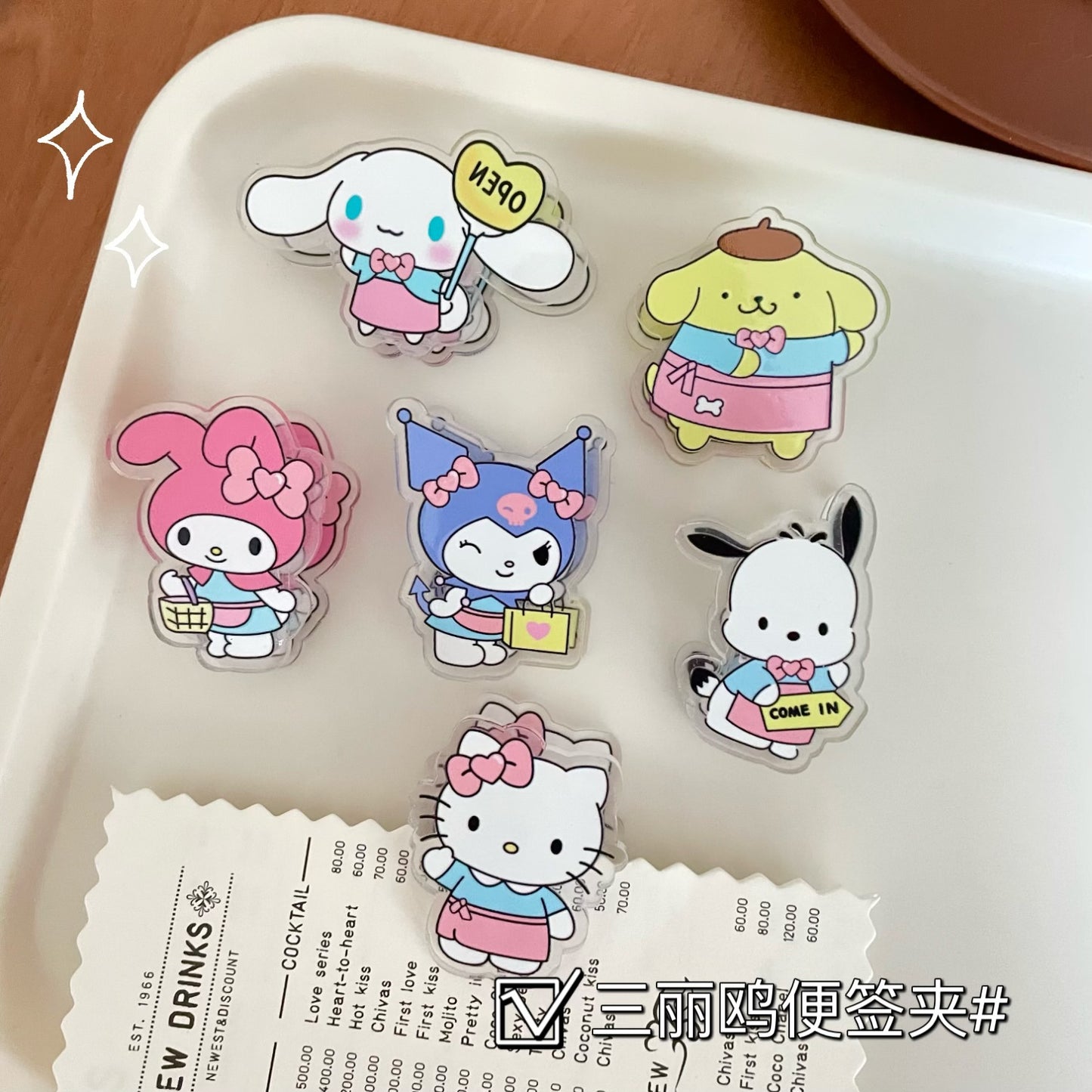 10PCS Sanrio PP Acrylic Clips