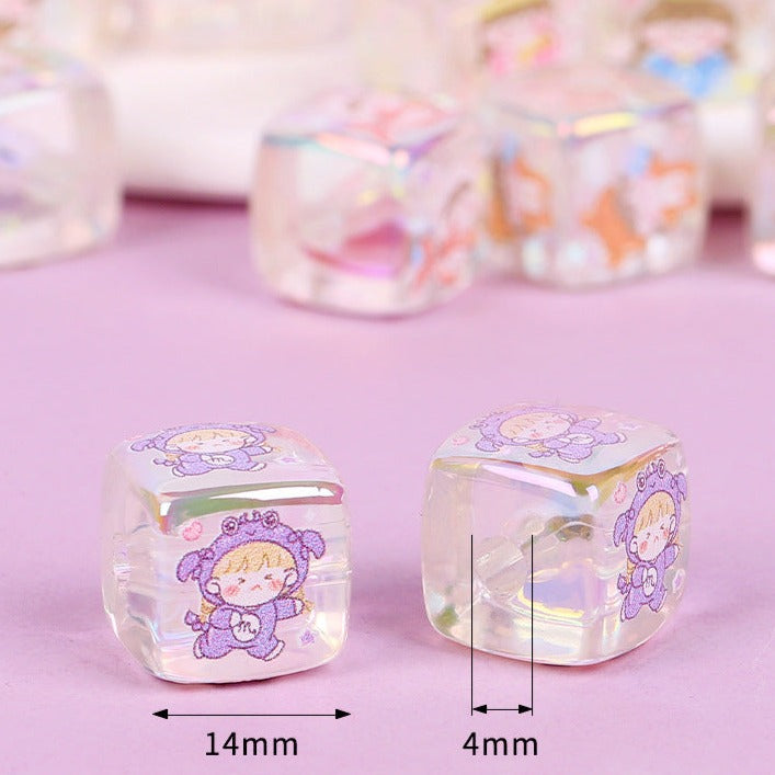 30 Pieces Constellation Cube Cartoon Acrylic Beads