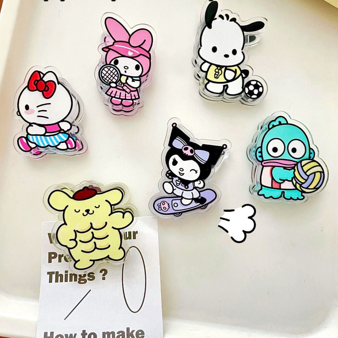 10PCS Sanrio PP Acrylic Clips