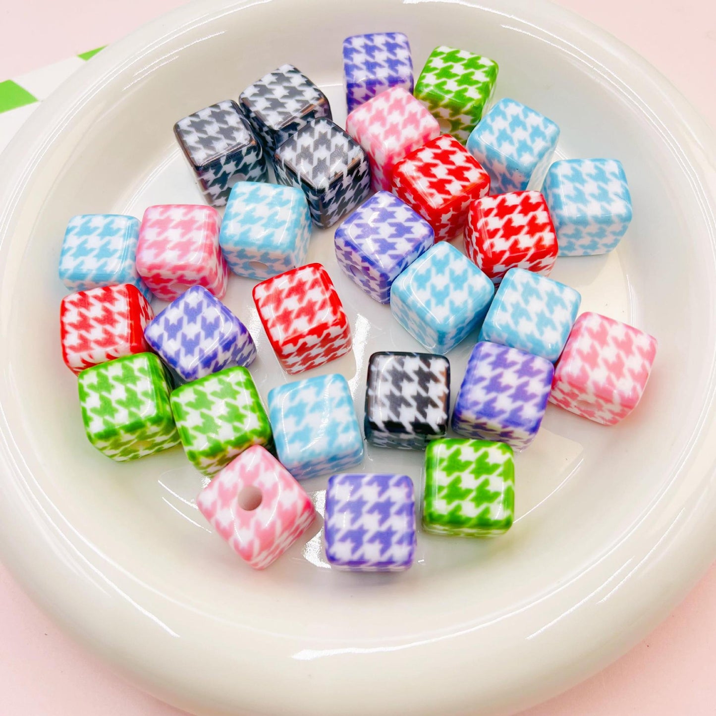 30 Pieces Printed Square Beads (16mm)