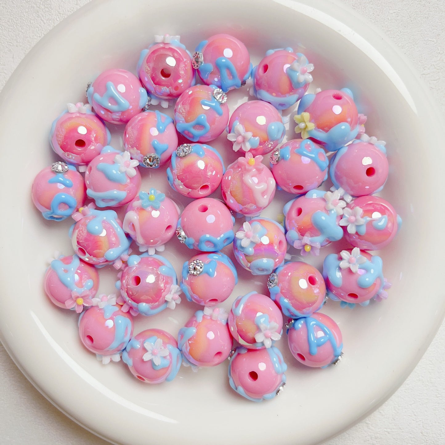 20 Pieces Hand-Painted Beads