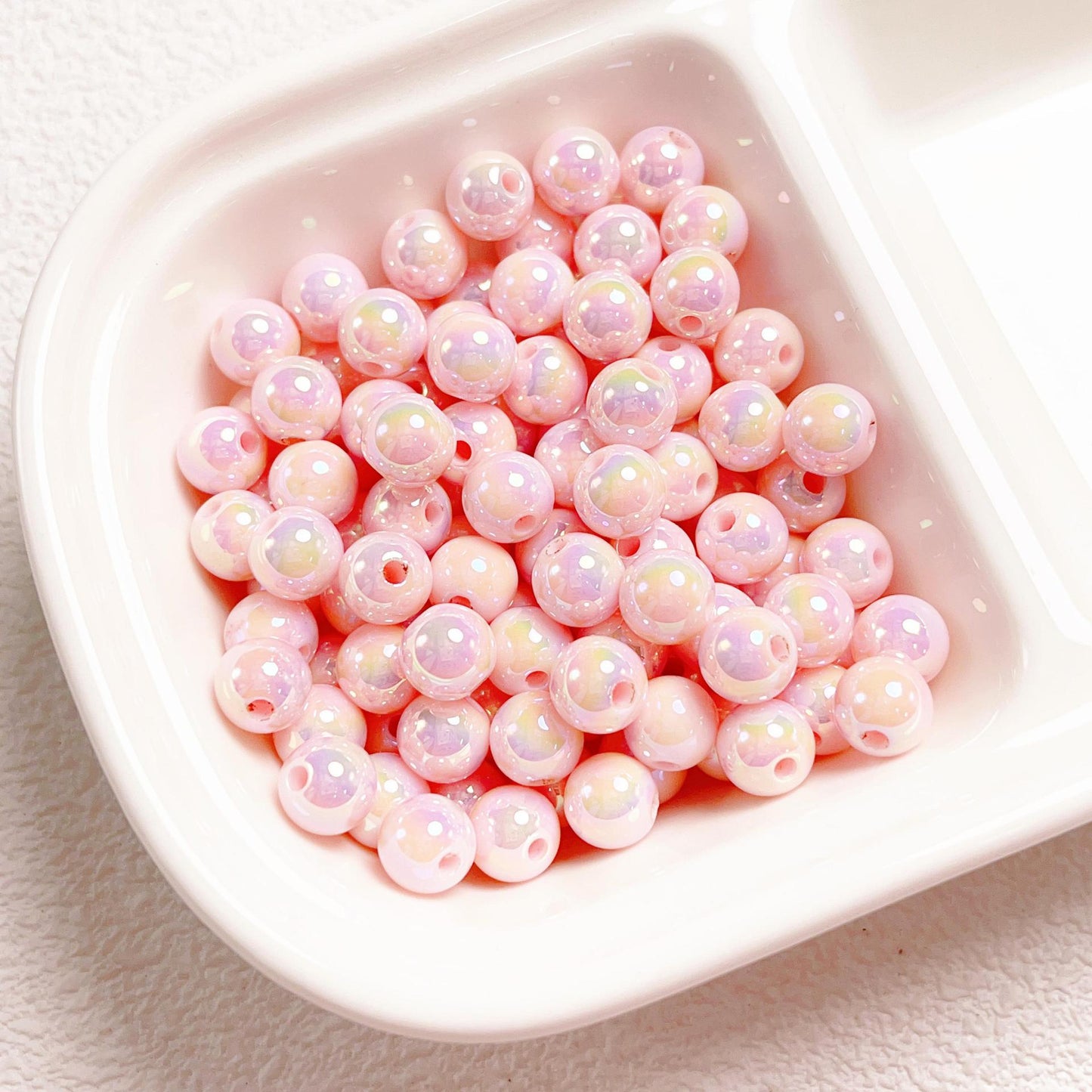 100 Pieces UV-Plated Luminous Solid Color Beads Bulk (8/12mm)