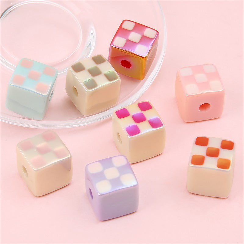 30 Pieces Square Shape Checkerboard Beads