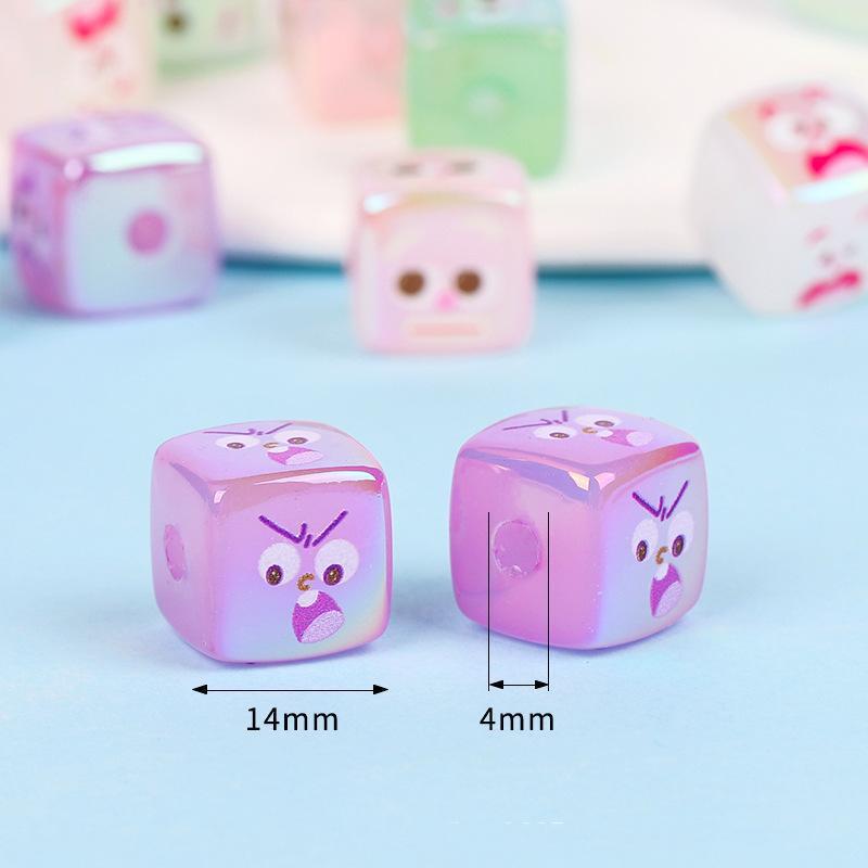 30 Pieces Cartoon Funny Cube Loose Beads（14mm）