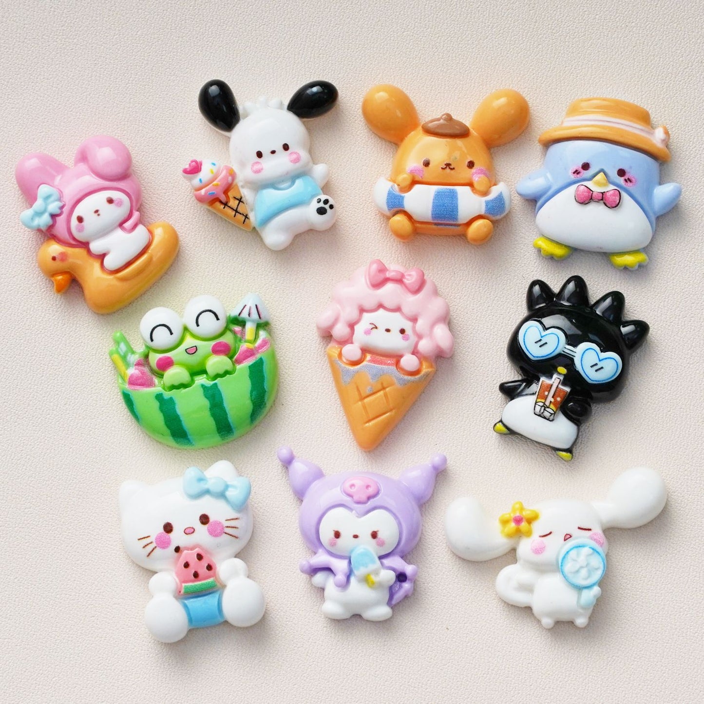 10 PCS Sanrio Resin Charms for DIY Crafts