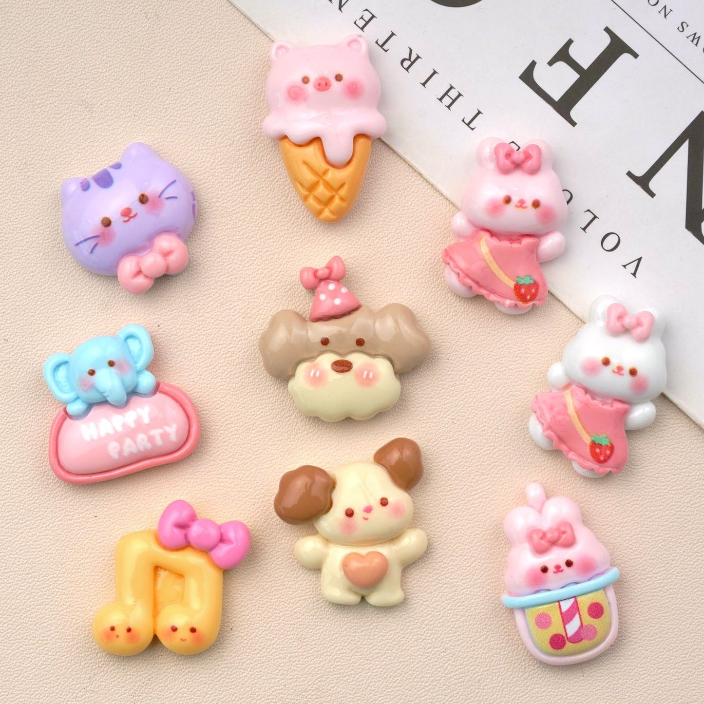 10 PCS Cartoon Resin Charms